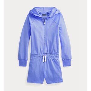 NEW! Polo Ralph Lauren Spa Terry Lshoodromper Blue Romper Hooded Girls Large